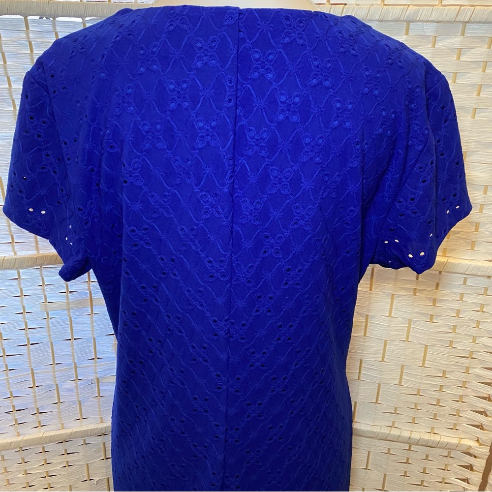 Elegant Royal Blue Eyelet Women's Dress size 12 - Picture 8 of 15